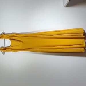 Lulus yellow square neck bow strap maxi dress XL